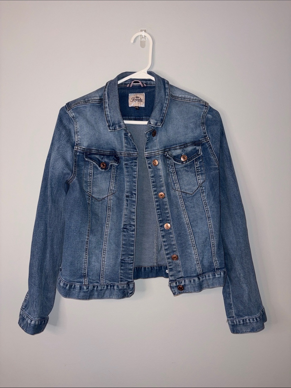Royalty For Me Light Blue Denim Jean Jacket Medium
